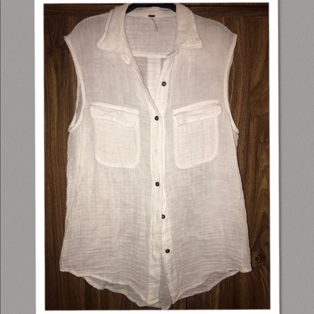Free People Gauze Button up